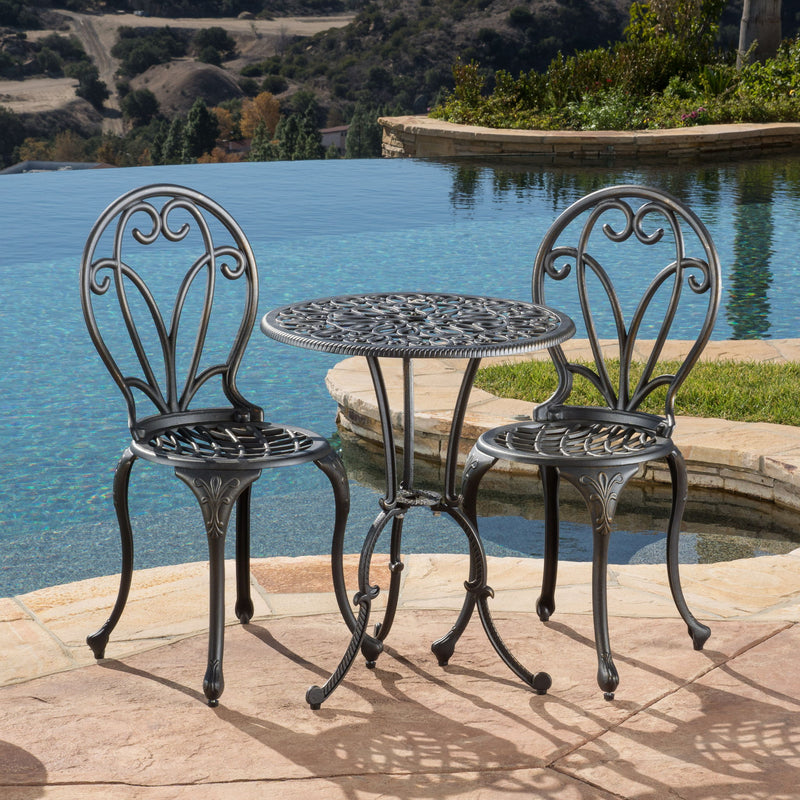Thomas - 3 Pieces Cast Bistro Set - Black / Gold - R&R Furniture Gallery (Fountain Valley, CA)