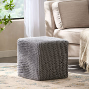 Chabani - Indoor Modern Knitted Fabric Cube Pouf Ottoman - Light Gray - R&R Furniture Gallery (Fountain Valley, CA)