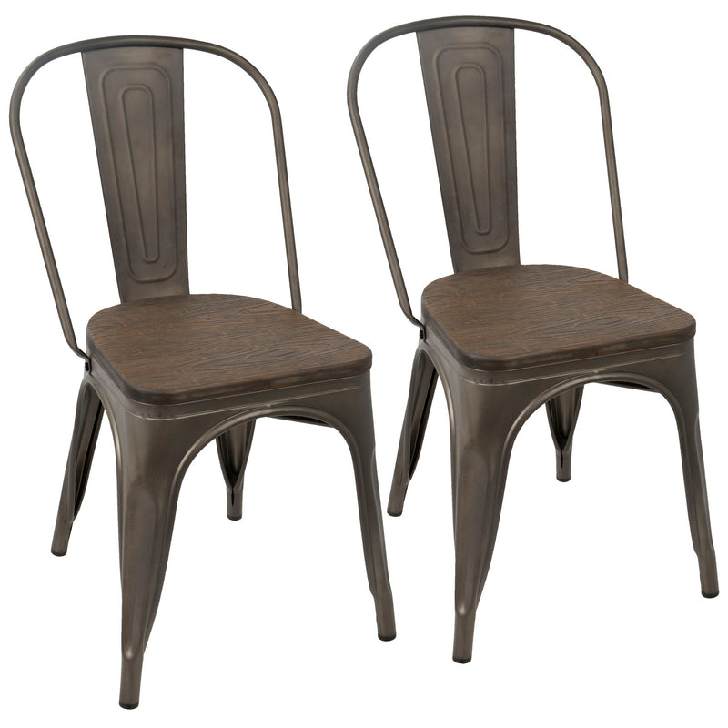 Lumi Source Oregon Industrial Farmhouse Stackable Dining Chairs set of 2 with metal frames and wooden seats, modern and rustic design