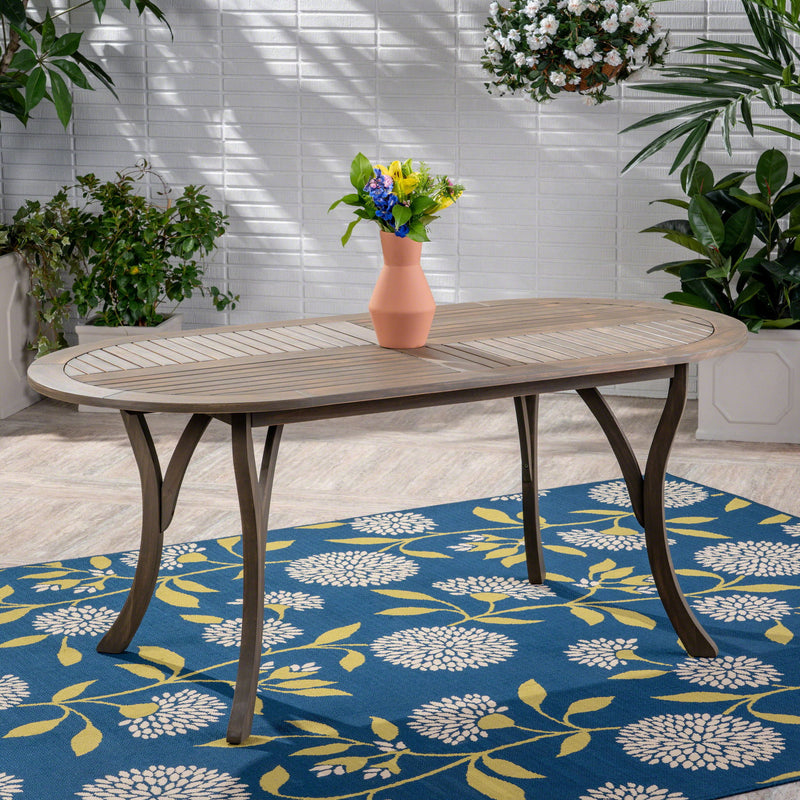 Outdoor Table With Smooth Lines, Slat Top - R&R Furniture Gallery (Fountain Valley, CA)