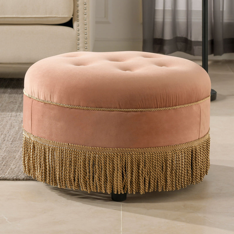 Yolanda - Round Upholstered Accent Ottoman - R&R Furniture Gallery (Fountain Valley, CA)