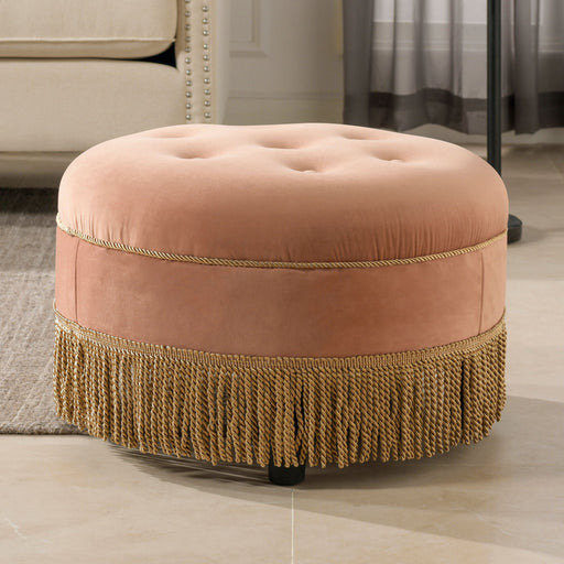Yolanda - Round Upholstered Accent Ottoman - R&R Furniture Gallery (Fountain Valley, CA)