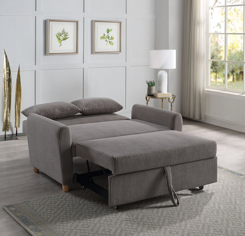 Justine - Convertible Sleeper Loveseat - Brown - R&R Furniture Gallery (Fountain Valley, CA)