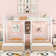 Triple Bunk Bed With Drawers, Multi-Functional Frame With Desks And Shelves In The Middle - R&R Furniture Gallery (Fountain Valley, CA)