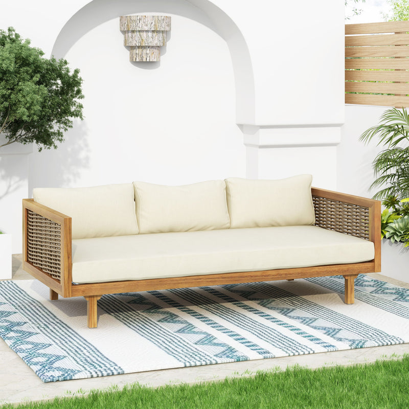 Claremont - 3 Seater Daybed Teak Acacia Wood Water Resistant Cushions - R&R Furniture Gallery (Fountain Valley, CA)