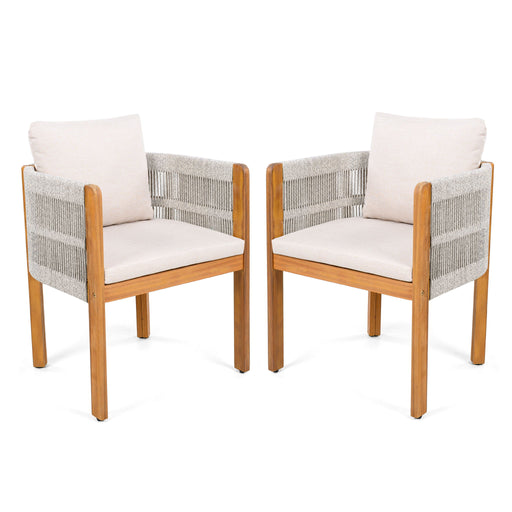 Outdoor Dining Chairs & Rope Handles (Set of 2) - Beige / Teak - R&R Furniture Gallery (Fountain Valley, CA)