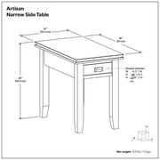 Handcrafted narrow side table by Simpli-Home from Artisan collection, featuring a sleek wooden design with a smooth finish.