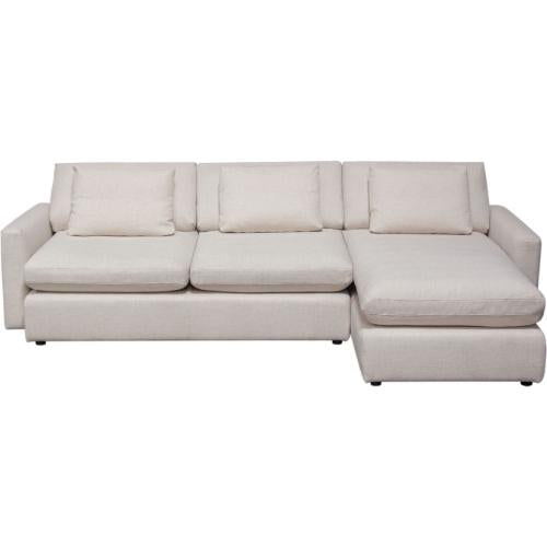 Arcadia 2PC Reversible Chaise Sectional w/ Feather Down Seating in Cream Fabric