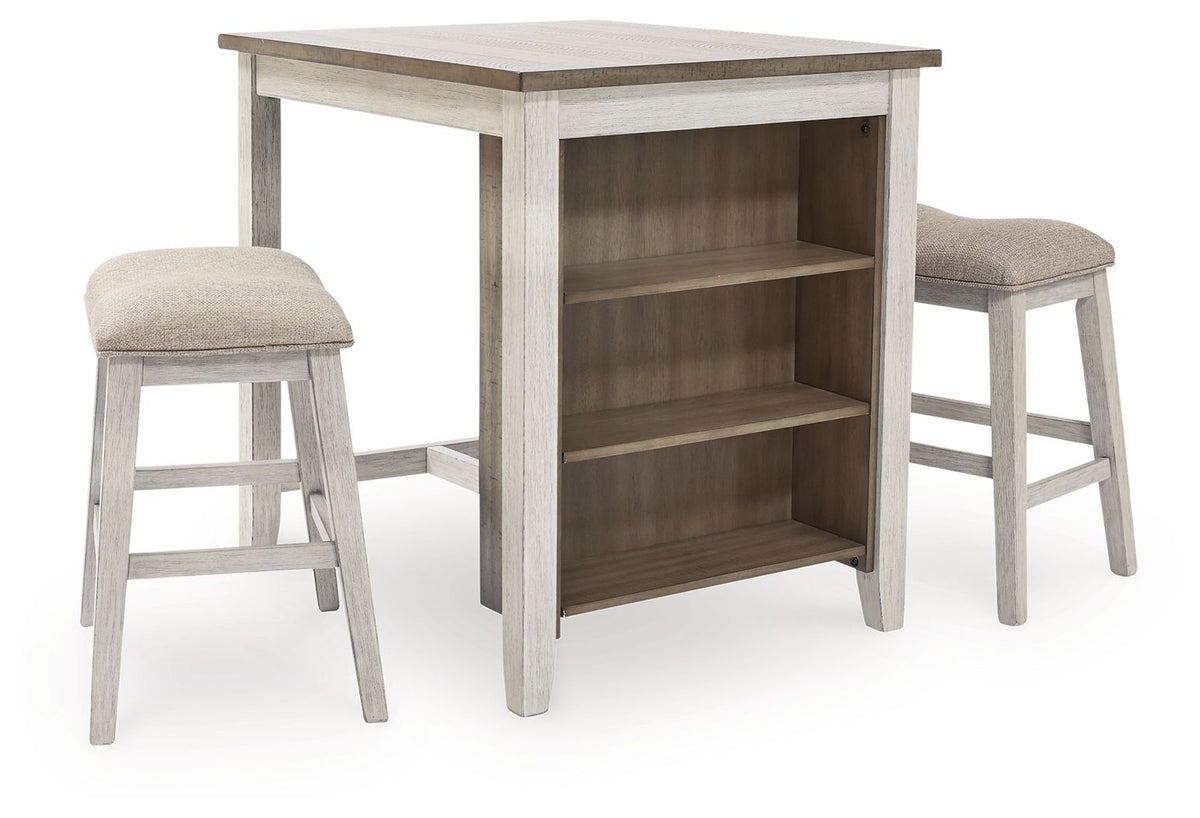 Skempton - RECT DRM Counter TBL Set(Set of 3) - White - R&R Furniture Gallery (Fountain Valley, CA)
