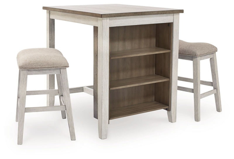 Skempton - RECT DRM Counter TBL Set(Set of 3) - White - R&R Furniture Gallery (Fountain Valley, CA)