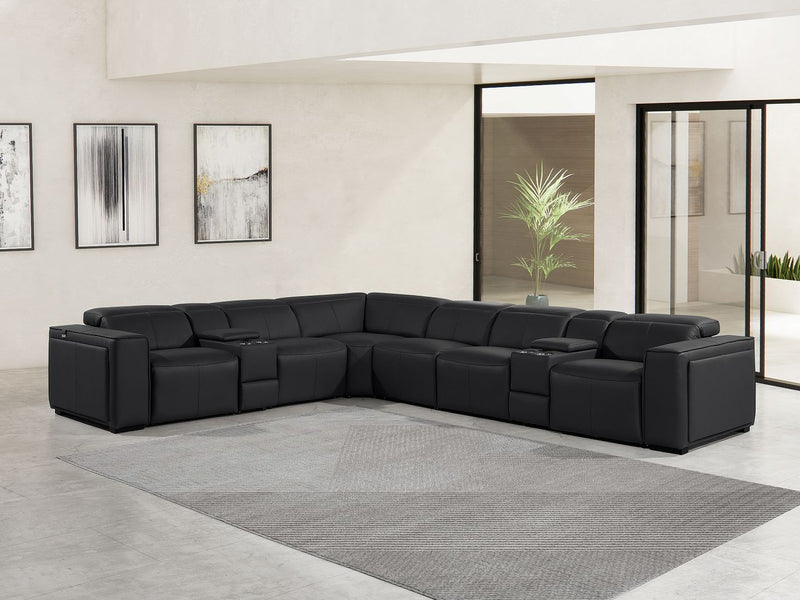 1224 - 8-Piece L-Shaped Sectional Sofa In With 4 Power Recliners & Power Headrests - R&R Furniture Gallery (Fountain Valley, CA)