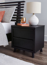 Danziar - Two Drawer Night Stand - Black - R&R Furniture Gallery (Fountain Valley, CA)