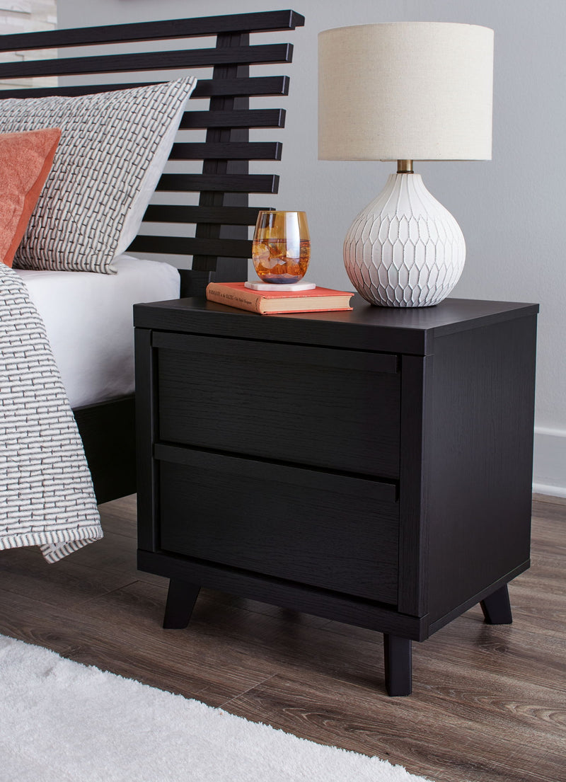 Danziar - Two Drawer Night Stand - Black - R&R Furniture Gallery (Fountain Valley, CA)