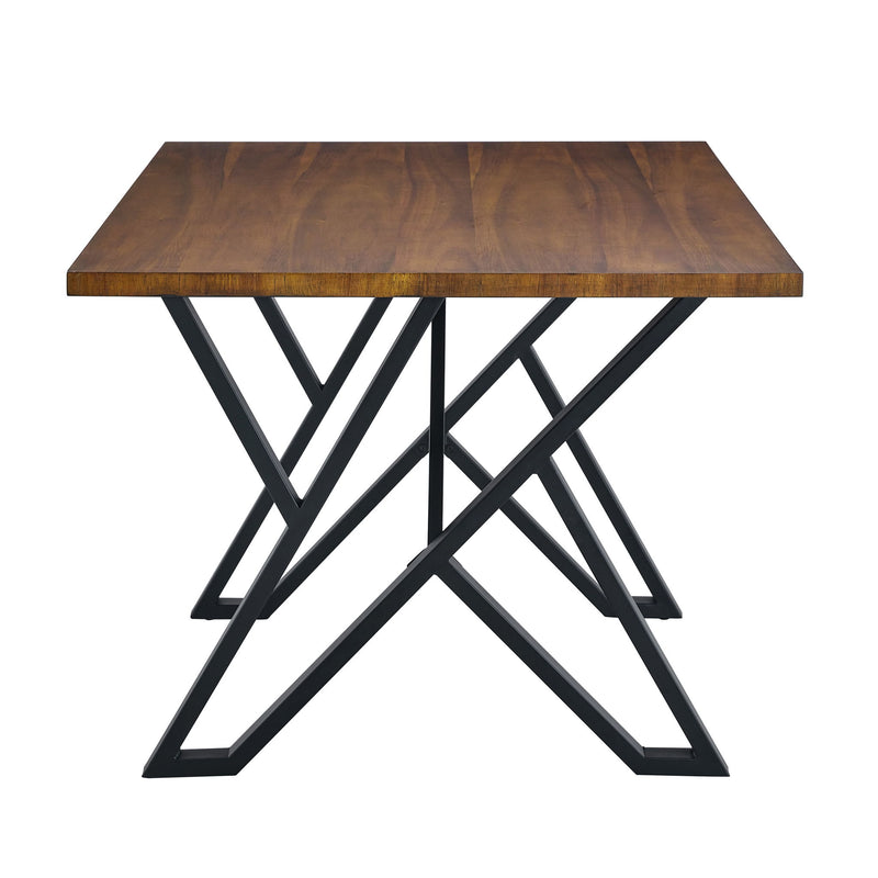 Industrial Style Indoor Dining Table With Metal Legs - Walnut / Black - R&R Furniture Gallery (Fountain Valley, CA)