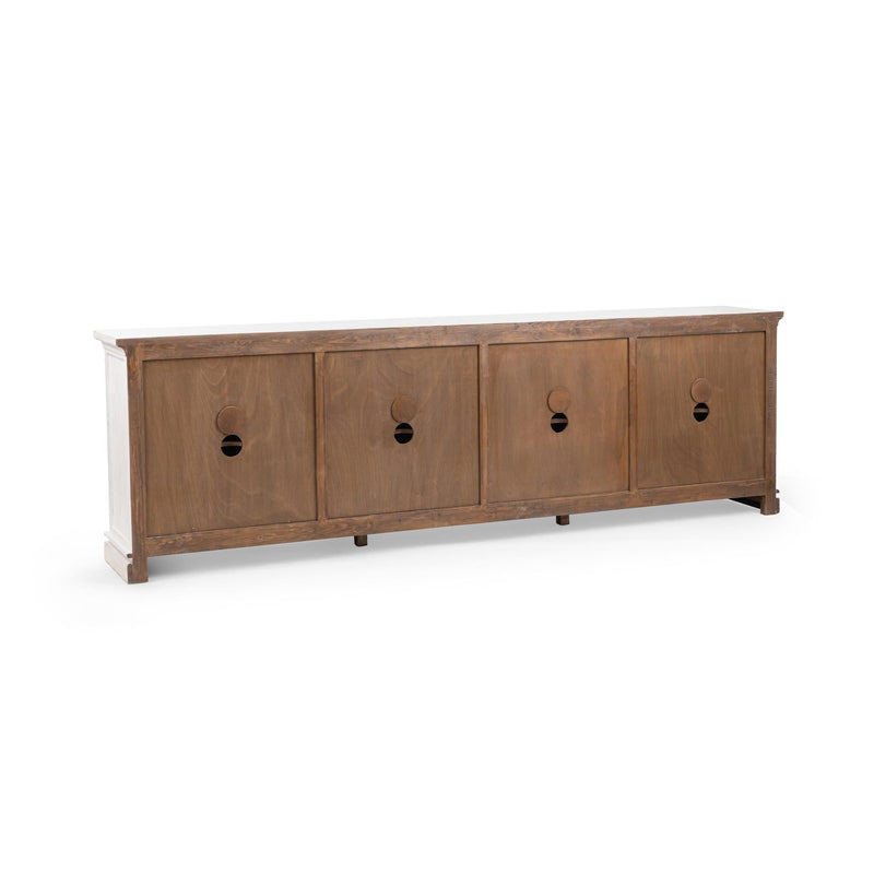 Classic Home Elmer 8-door buffet cabinet in Shoreline Wash with a rustic wood finish and ample storage space.