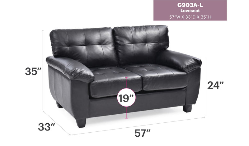 Comfortable stationary loveseat with padded arms from Glory Furniture, featuring plush upholstery and a modern design.