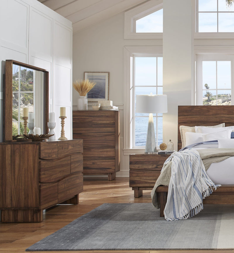 Ocean Five Drawer Solid Wood Chest in Natural Sengon (2024)