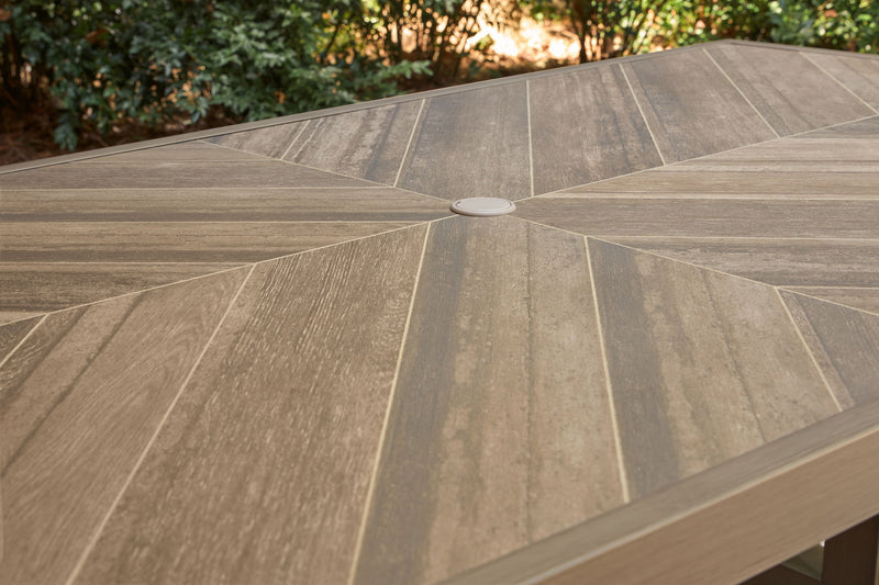 Laguna Heights - Rectangular Dining Table With Umbrella Option - Beige - R&R Furniture Gallery (Fountain Valley, CA)
