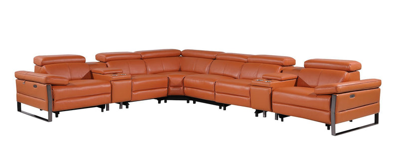 1246 - 8-Piece L-Shaped Modular Power Reclining Sectional With 4 Power Recliners And Power Headrests