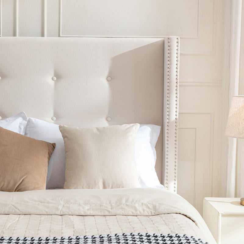 Peyton - Upholstered Bed With 54" High Headboard, Traditional Hand Buttoned Tufting - R&R Furniture Gallery (Fountain Valley, CA)