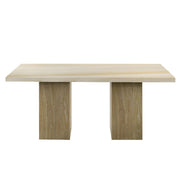 ACME Olinda dining table with natural marble top, showcasing a sleek wooden base and elegant marble surface for modern dining spaces.