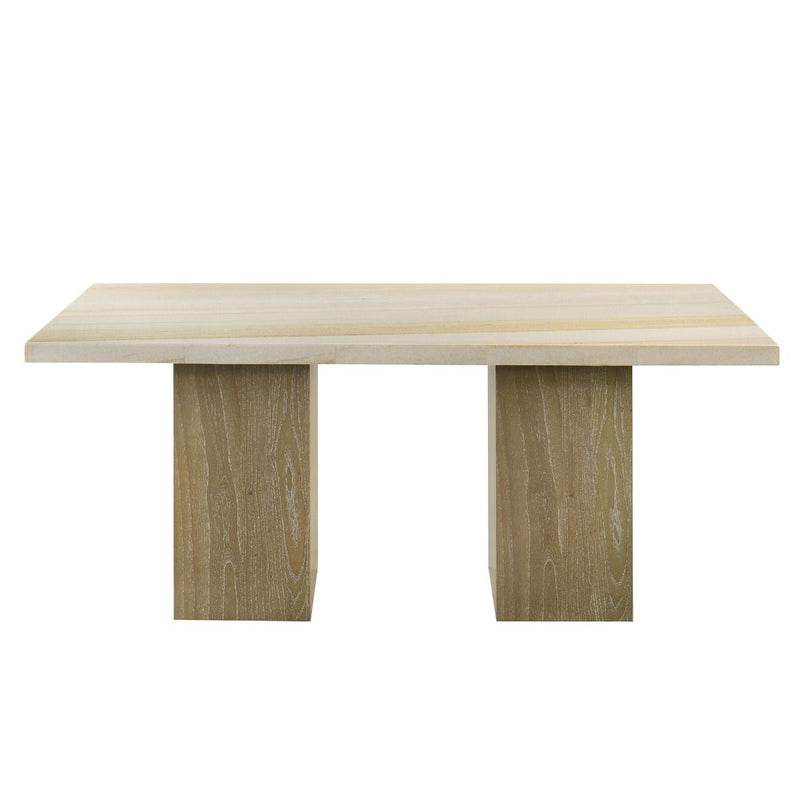 ACME Olinda dining table with natural marble top, showcasing a sleek wooden base and elegant marble surface for modern dining spaces.