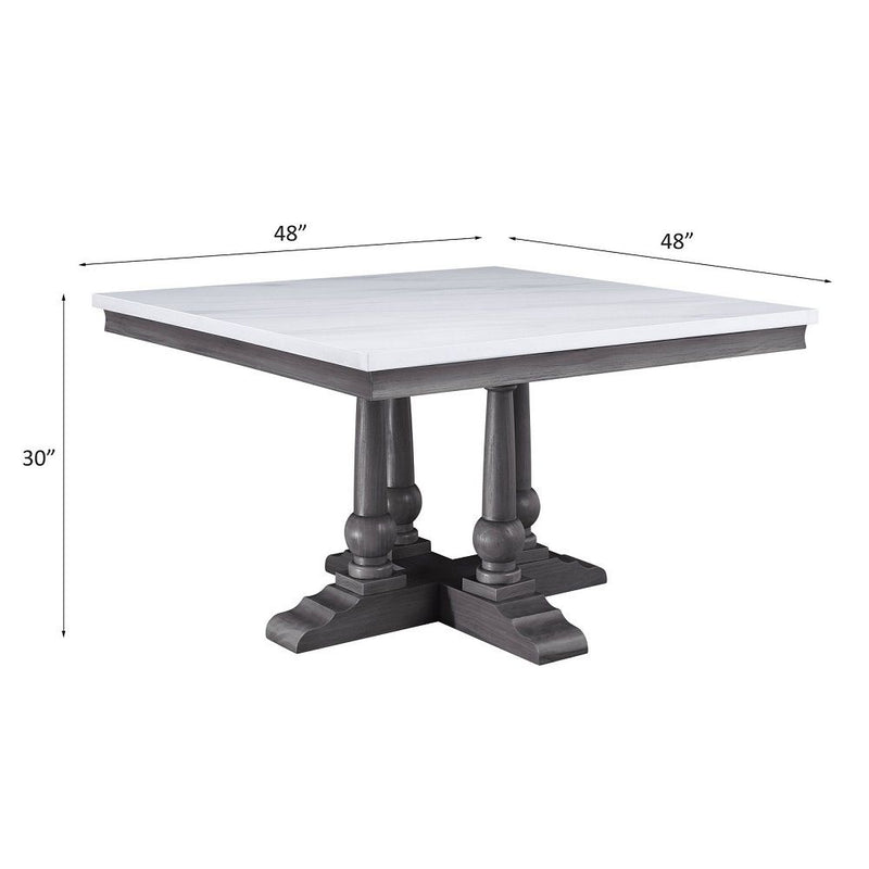 Yabeina - Square Dining Table - Marble Top Top & Gray Oak - R&R Furniture Gallery (Fountain Valley, CA)