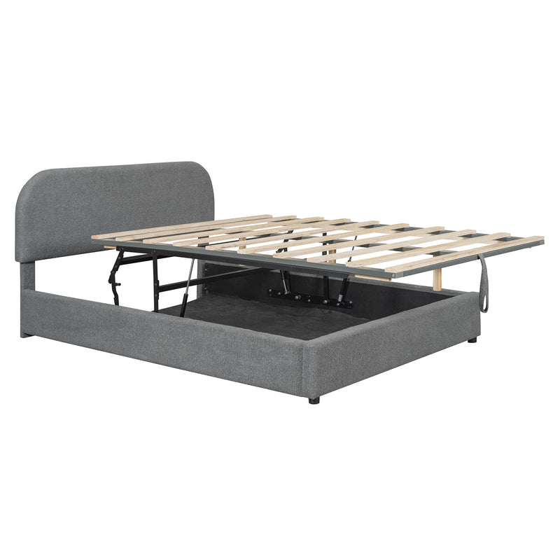 Upholstered Platform Bed With Hydraulic Storage System - R&R Furniture Gallery (Fountain Valley, CA)
