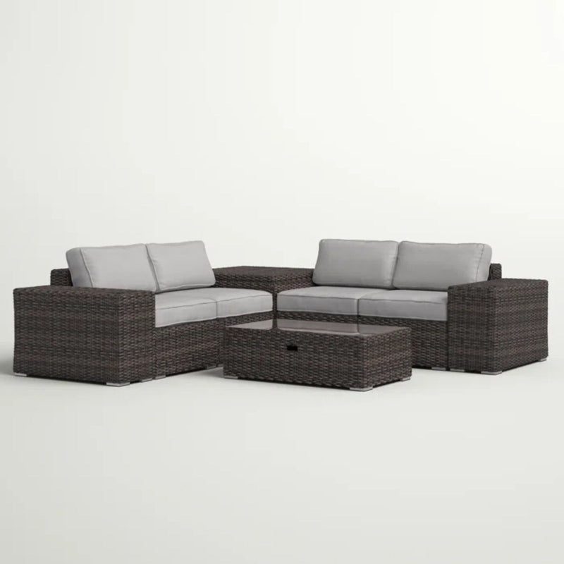 Modern Patio Rattan Sectional Set With Cushions - R&R Furniture Gallery (Fountain Valley, CA)