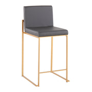 Lumi Source Fuji contemporary high back stylish counter stool with sleek design and wooden legs, perfect for modern kitchen counters.