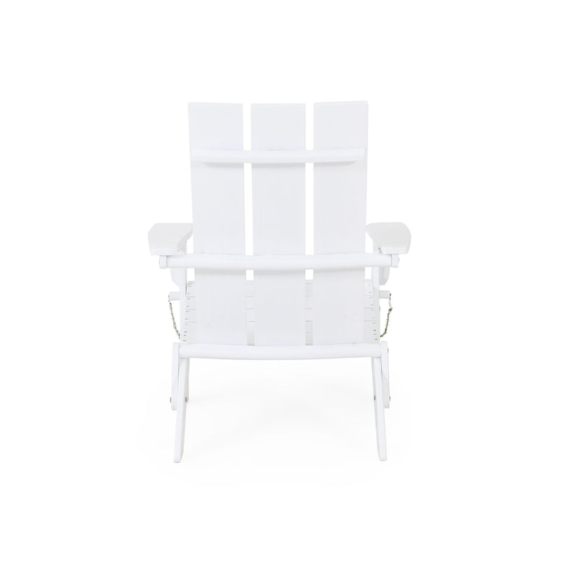 Noble House Aurascape outdoor foldable Adirondack arm chair with a comfortable slatted design and weather-resistant finish.