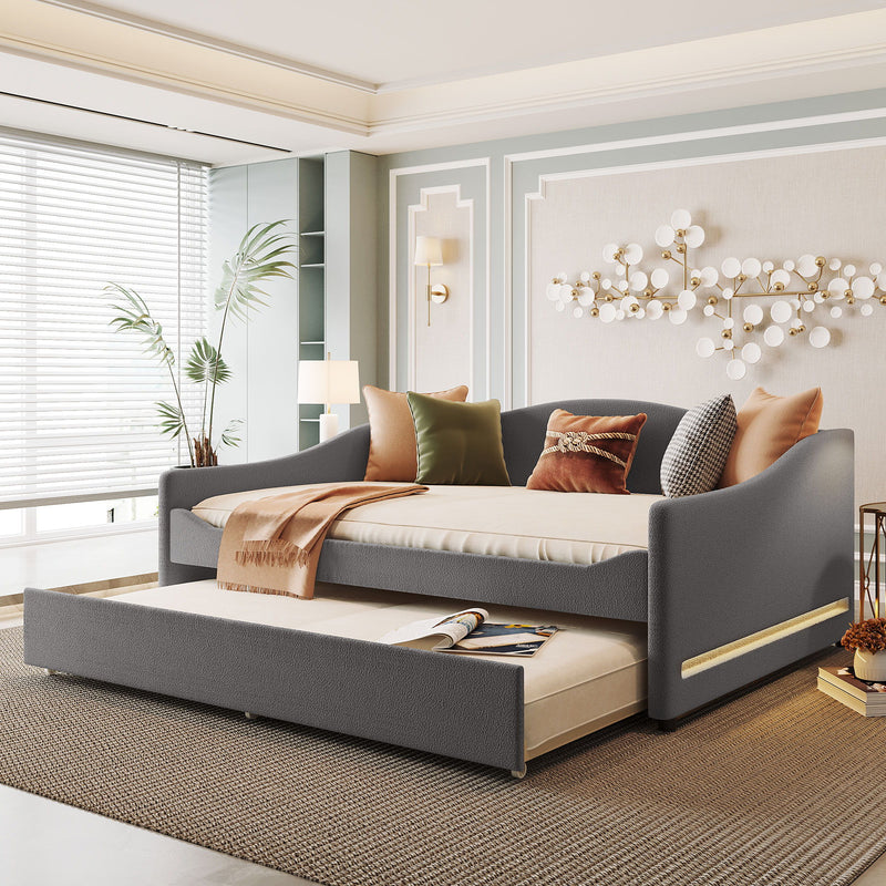 Upholstered Daybed With Light And Trundle - R&R Furniture Gallery (Fountain Valley, CA)