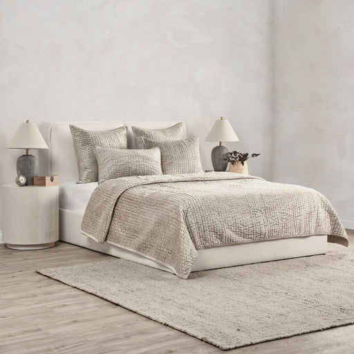 Velvet quilt set with matching shams by Classic Home, featuring a soft, luxurious fabric in elegant design for bedroom decor.