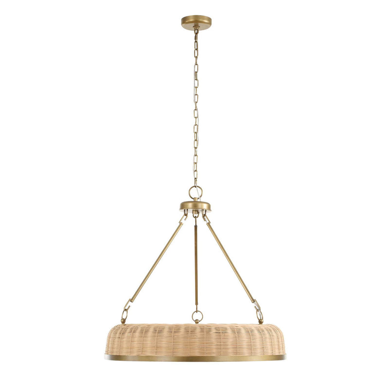 Ladakh - 9 Light Round Wicker Pendant - Gold
