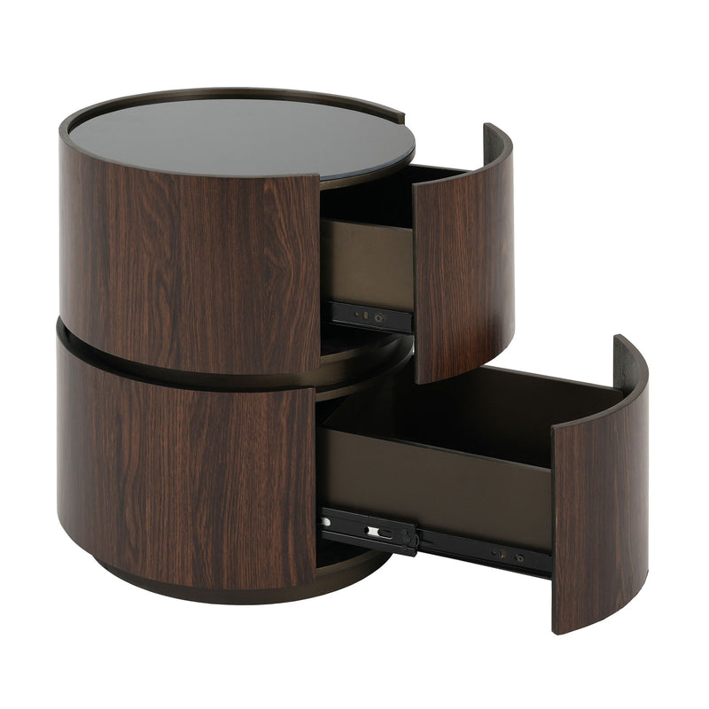 Elegant Italian High Grade Double Layer Storage Round Side Table - Brown / Black - R&R Furniture Gallery (Fountain Valley, CA)