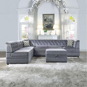 Bois II - Ottoman With Storage - Gray Velvet - R&R Furniture Gallery (Fountain Valley, CA)