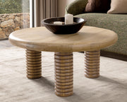 Ilaria - Reclaimed Wood Round Coffee Table - Sand Washed - R&R Furniture Gallery (Fountain Valley, CA)