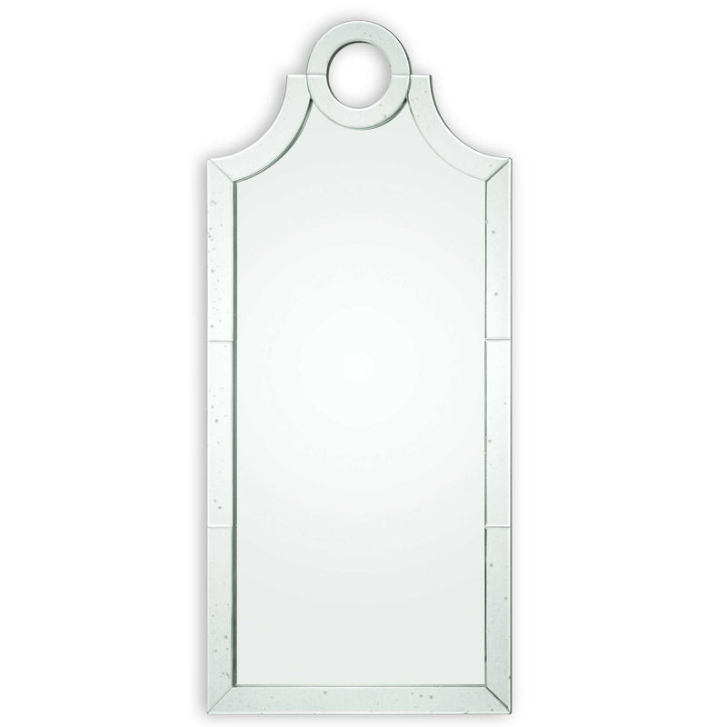 Uttermost Acacius Pearl Silver arched wall mirror with elegant silver finish and curved frame, suitable for modern interior decor.