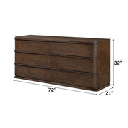 ACME Zoey brown oak dresser with four spacious drawers and modern design, showcasing smooth wood finish and sleek hardware.