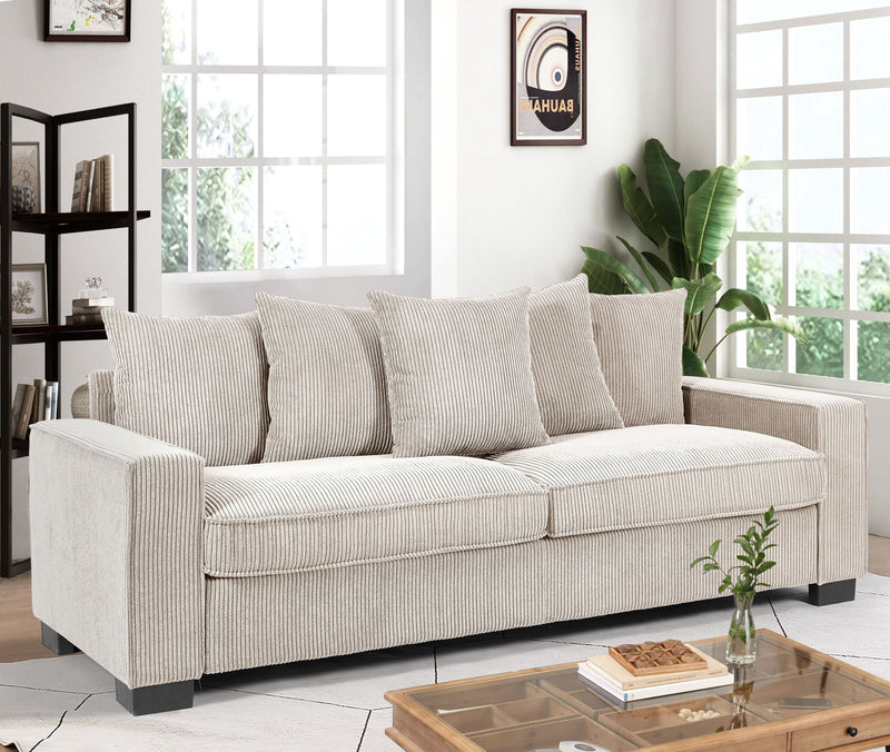 Luxe Sofa With 5 Matching Toss Pillows, Sleek Design, Spacious And Comfortable 3 Seater Couch - R&R Furniture Gallery (Fountain Valley, CA)