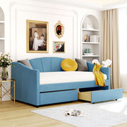 Upholstered Daybed With Two Drawers And Wood Slat - R&R Furniture Gallery (Fountain Valley, CA)