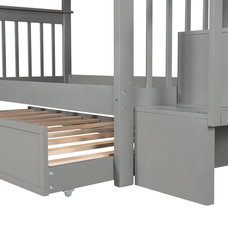 Stairway Bunk Bed With Storage And Guard Rail For Bedroom - R&R Furniture Gallery (Fountain Valley, CA)