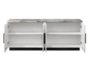 Matilda - Cabinet Console Table With White Faux Marble Top - White - R&R Furniture Gallery (Fountain Valley, CA)