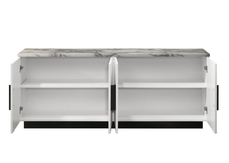 Matilda - Cabinet Console Table With White Faux Marble Top - White - R&R Furniture Gallery (Fountain Valley, CA)