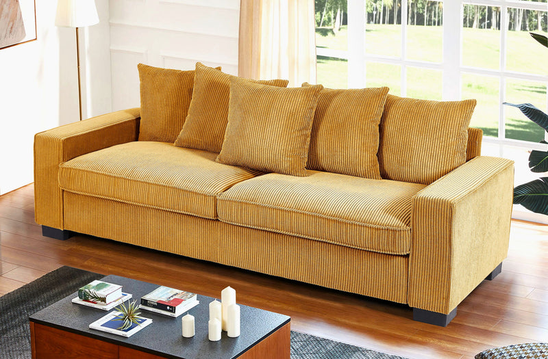 Luxe Sofa With 5 Matching Toss Pillows, Sleek Design, Spacious And Comfortable 3 Seater Couch - R&R Furniture Gallery (Fountain Valley, CA)