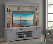 Americana Modern - TV Console with Hutch and LED Lights - R&R Furniture Gallery (Fountain Valley, CA)