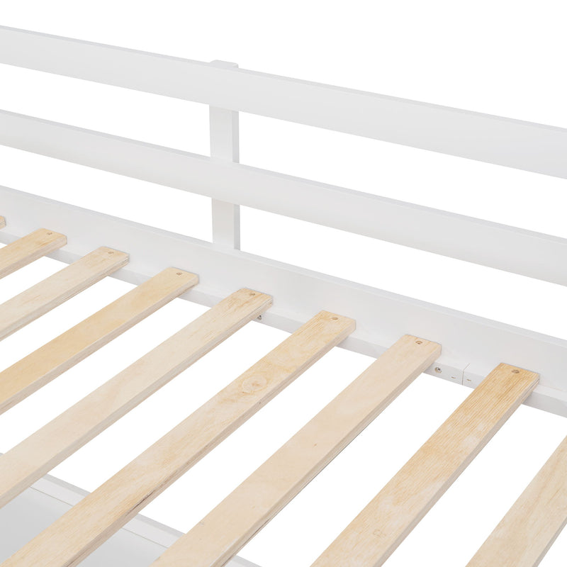 DreamHaus loft bed with built-in drawers, desk, and shelves, featuring a sturdy frame and space-saving design for bedrooms.