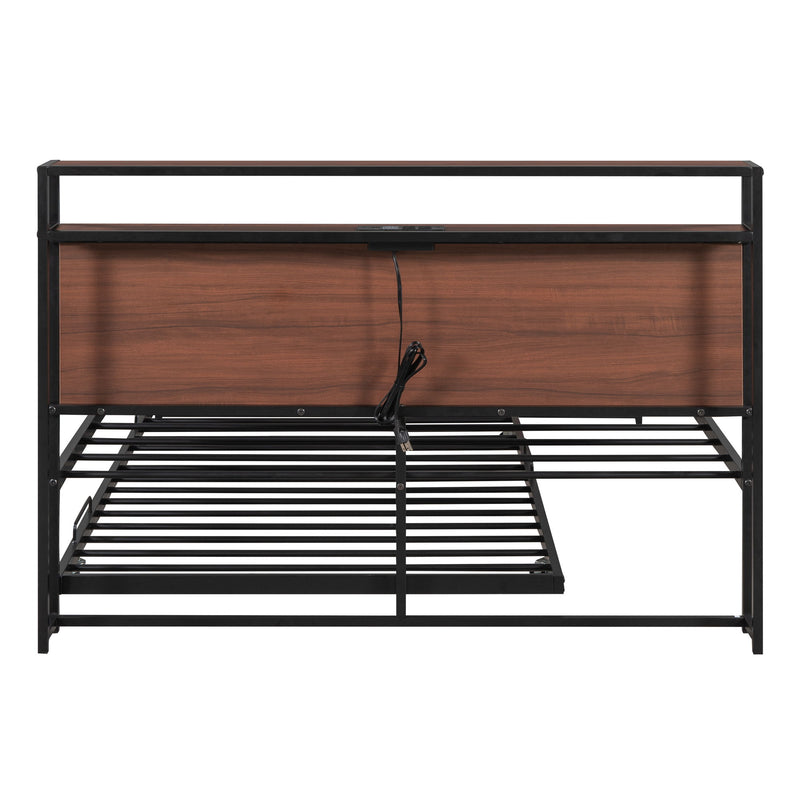 Platform Bed Frame With Trundle, USB Ports And Slat Support, No Box Spring Needed - R&R Furniture Gallery (Fountain Valley, CA)