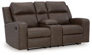 Lavenhorne - Dbl Rec Loveseat W/Console - Granite - R&R Furniture Gallery (Fountain Valley, CA)