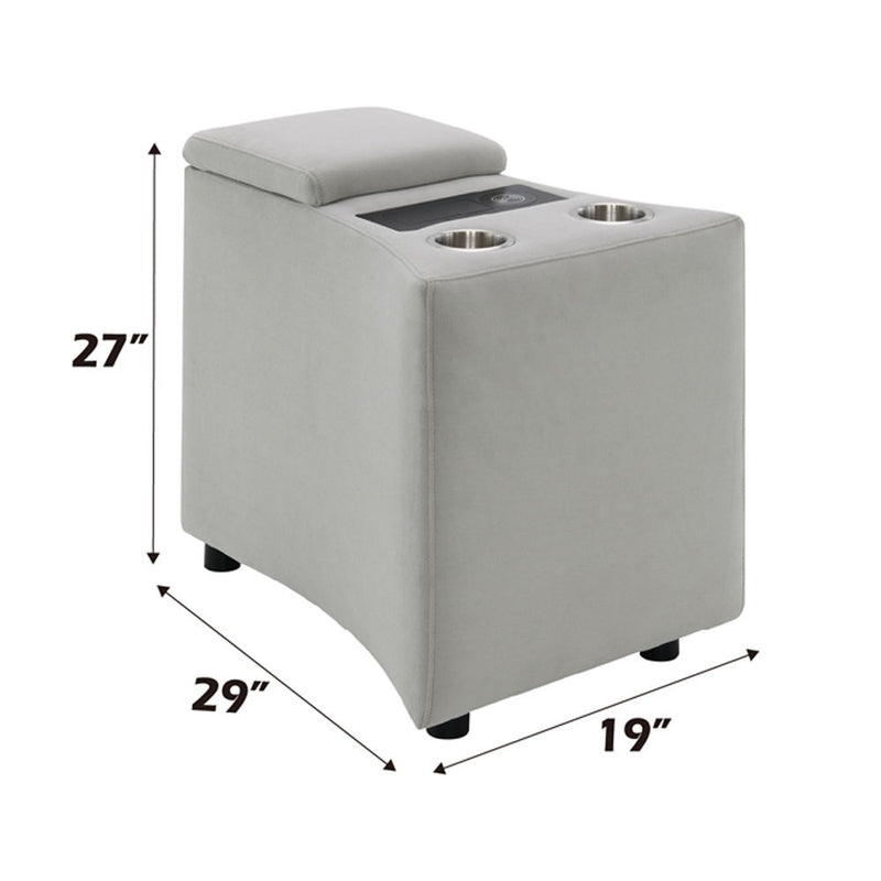 Emee - Console With USB - Gray Corduroy - R&R Furniture Gallery (Fountain Valley, CA)